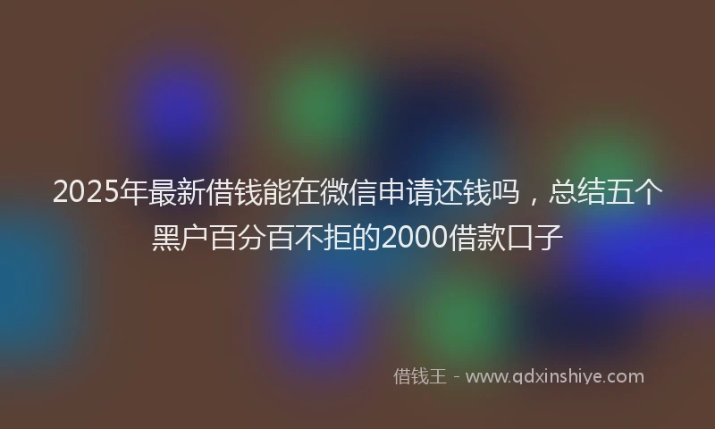 2025年最新借钱能在微信申请还钱吗，总结五个黑户百分百不拒的2000借款口子