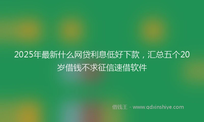 2025年最新什么网贷利息低好下款，汇总五个20岁借钱不求征信速借软件