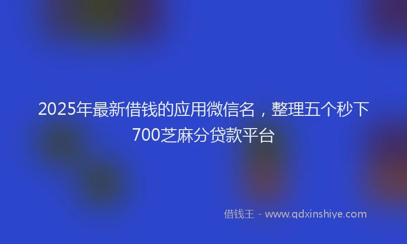 2025年最新借钱的应用微信名，整理五个秒下700芝麻分贷款平台