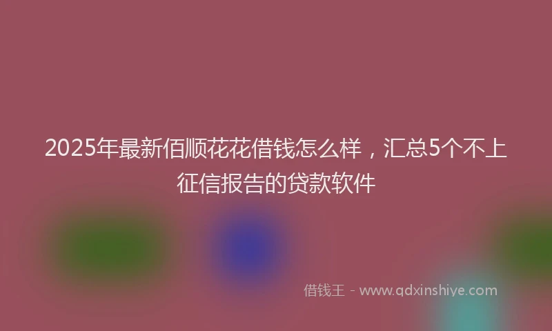 2025年最新佰顺花花借钱怎么样，汇总5个不上征信报告的贷款软件