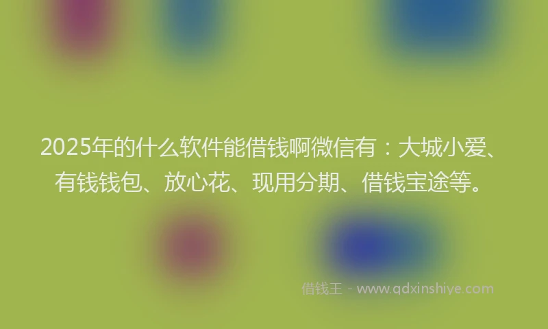 2025年的什么软件能借钱啊微信有：大城小爱、有钱钱包、放心花、现用分期、借钱宝途等。