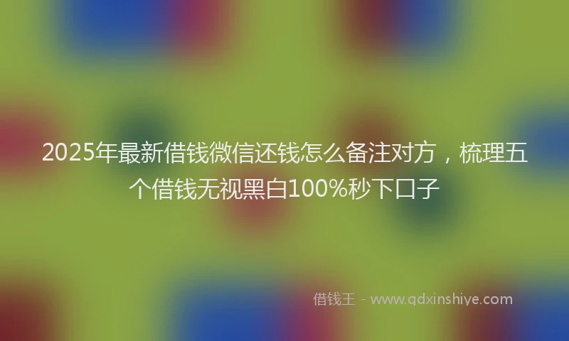2025年最新借钱微信还钱怎么备注对方，梳理五个借钱无视黑白100%秒下口子