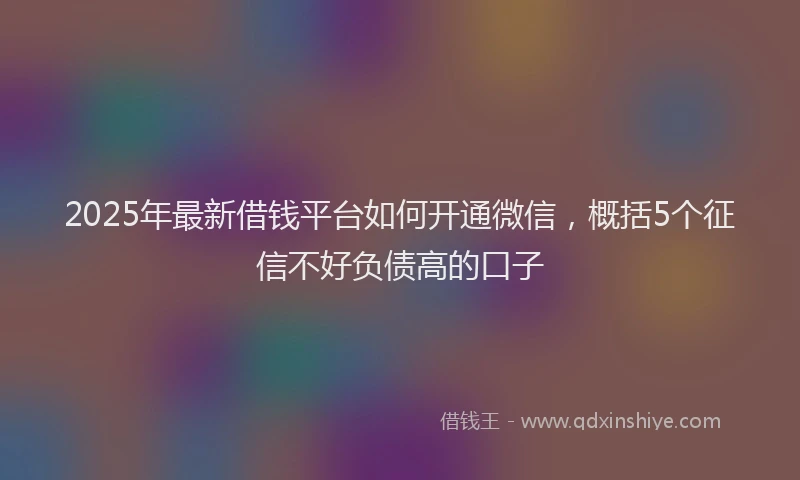2025年最新借钱平台如何开通微信，概括5个征信不好负债高的口子