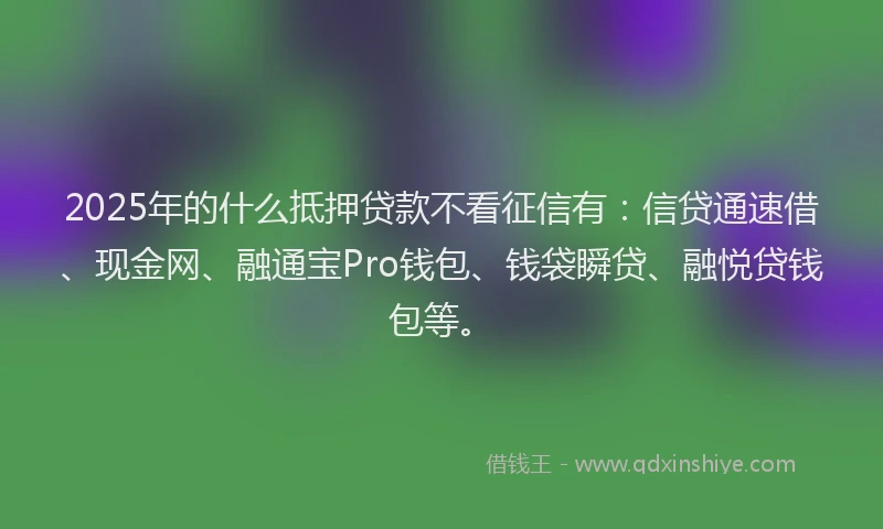 2025年的什么抵押贷款不看征信有：信贷通速借、现金网、融通宝Pro钱包、钱袋瞬贷、融悦贷钱包等。