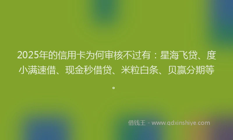 2025年的信用卡为何审核不过有：星海飞贷、度小满速借、现金秒借贷、米粒白条、贝赢分期等。