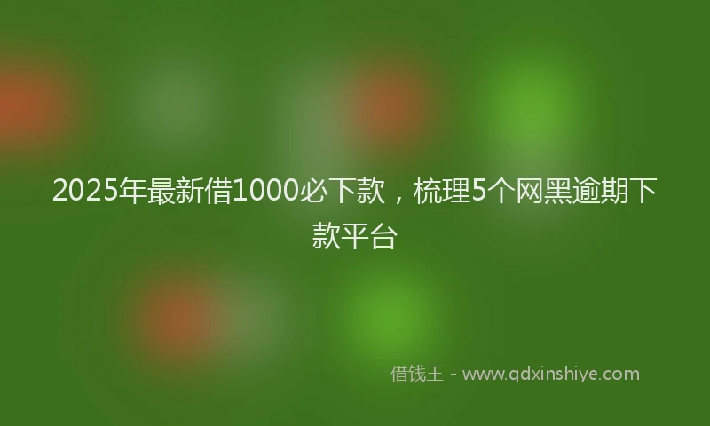 2025年最新借1000必下款，梳理5个网黑逾期下款平台