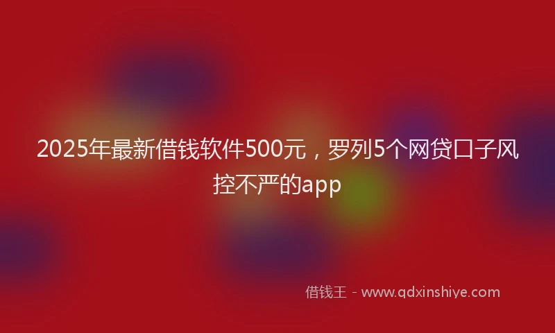 2025年最新借钱软件500元，罗列5个网贷口子风控不严的app