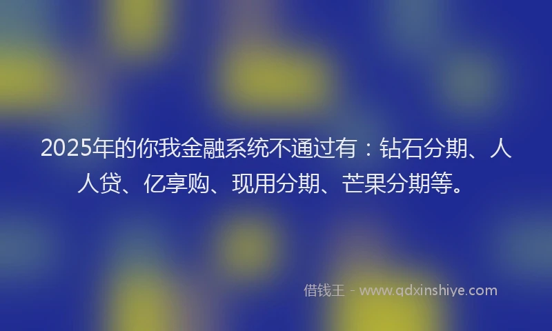 2025年的你我金融系统不通过有：钻石分期、人人贷、亿享购、现用分期、芒果分期等。