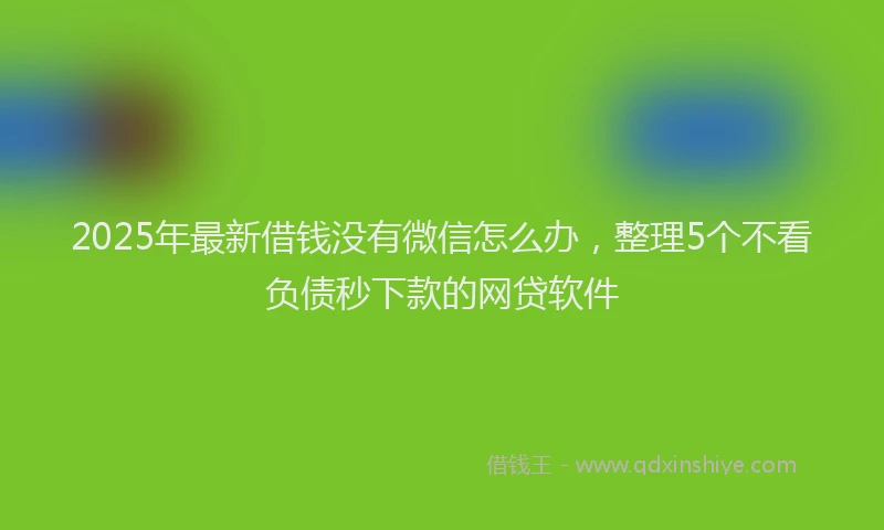 2025年最新借钱没有微信怎么办，整理5个不看负债秒下款的网贷软件