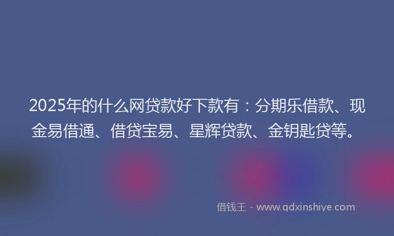 2025年的什么网贷款好下款有：分期乐借款、现金易借通、借贷宝易、星辉贷款、金钥匙贷等。