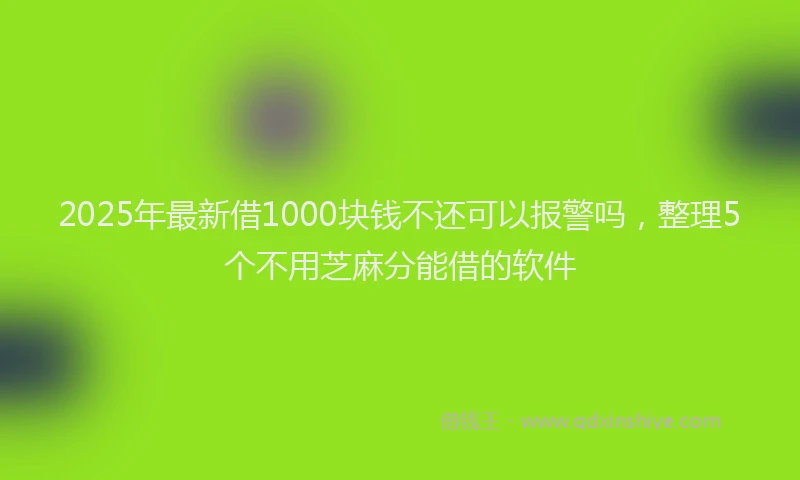 2025年最新借1000块钱不还可以报警吗，整理5个不用芝麻分能借的软件