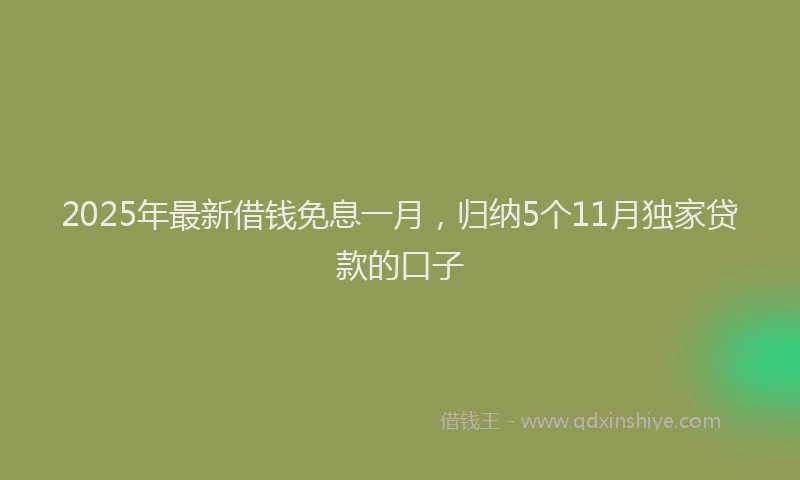 2025年最新借钱免息一月，归纳5个11月独家贷款的口子