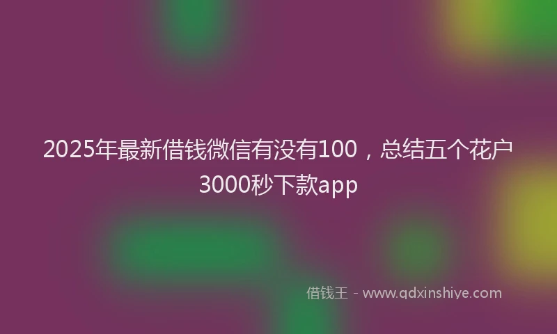 2025年最新借钱微信有没有100，总结五个花户3000秒下款app