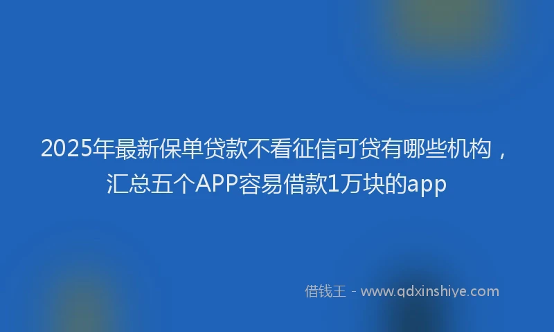 2025年最新保单贷款不看征信可贷有哪些机构，汇总五个APP容易借款1万块的app