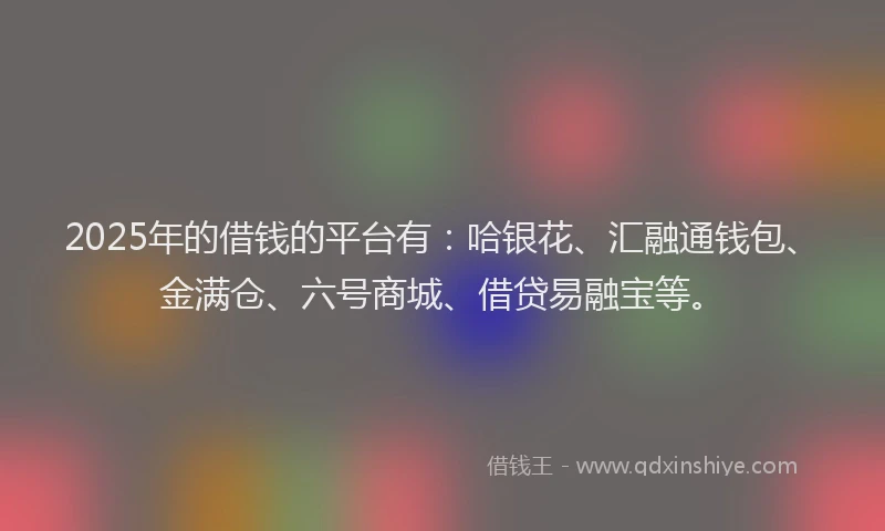 2025年的借钱的平台有：哈银花、汇融通钱包、金满仓、六号商城、借贷易融宝等。
