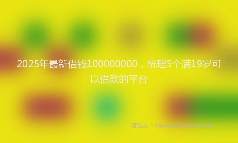 2025年最新借钱100000000，梳理5个满19岁可以借款的平台