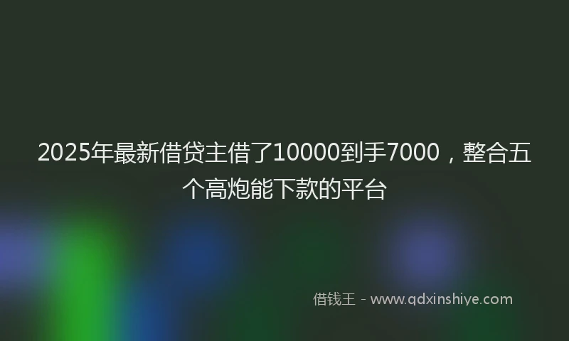 2025年最新借贷主借了10000到手7000，整合五个高炮能下款的平台