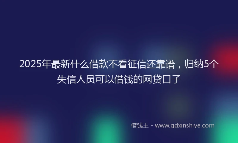 2025年最新什么借款不看征信还靠谱，归纳5个失信人员可以借钱的网贷口子