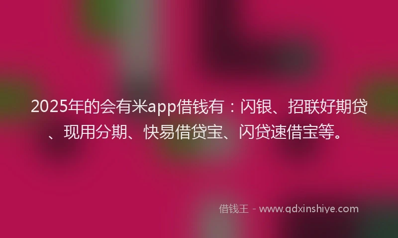 2025年的会有米app借钱有：闪银、招联好期贷、现用分期、快易借贷宝、闪贷速借宝等。