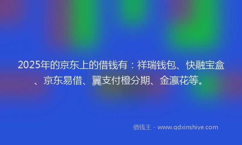 2025年的京东上的借钱有：祥瑞钱包、快融宝盒、京东易借、翼支付橙分期、金瀛花等。