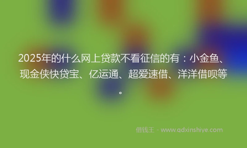 2025年的什么网上贷款不看征信的有：小金鱼、现金侠快贷宝、亿运通、超爱速借、洋洋借呗等。