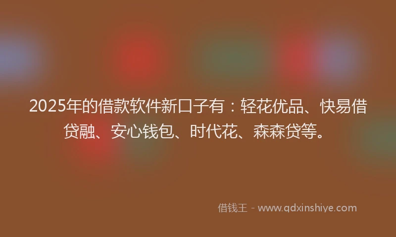 2025年的借款软件新口子有：轻花优品、快易借贷融、安心钱包、时代花、森森贷等。