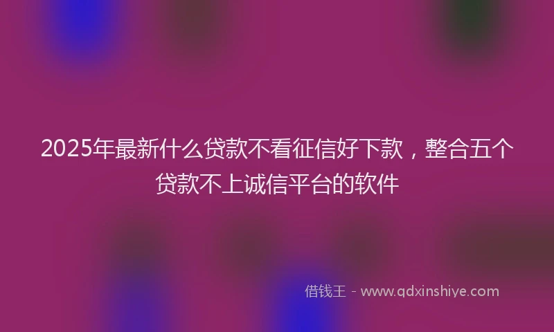 2025年最新什么贷款不看征信好下款，整合五个贷款不上诚信平台的软件