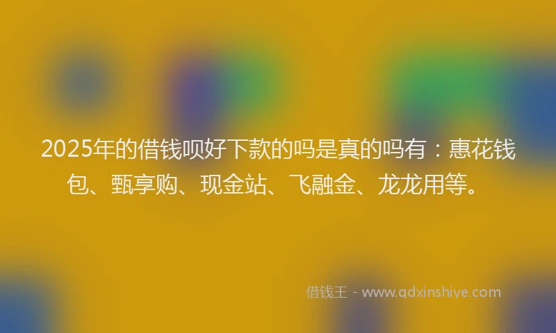 2025年的借钱呗好下款的吗是真的吗有：惠花钱包、甄享购、现金站、飞融金、龙龙用等。