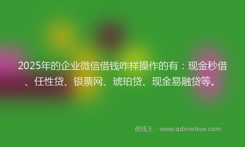 2025年的企业微信借钱咋样操作的有：现金秒借、任性贷、银票网、琥珀贷、现金易融贷等。
