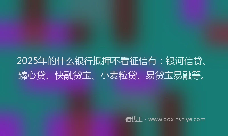 2025年的什么银行抵押不看征信有：银河信贷、臻心贷、快融贷宝、小麦粒贷、易贷宝易融等。