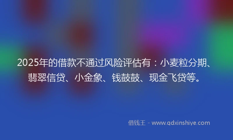 2025年的借款不通过风险评估有：小麦粒分期、翡翠信贷、小金象、钱鼓鼓、现金飞贷等。