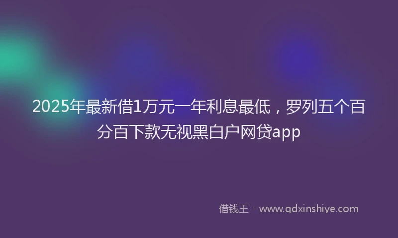 2025年最新借1万元一年利息最低，罗列五个百分百下款无视黑白户网贷app