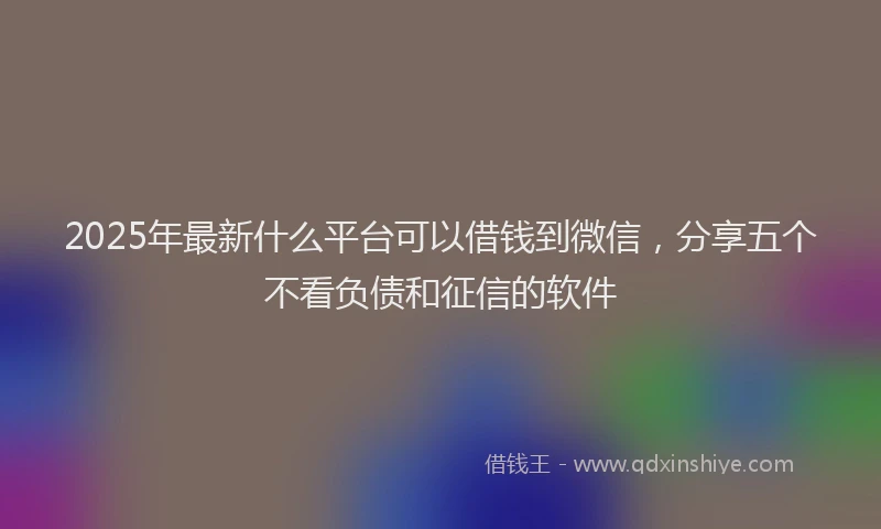 2025年最新什么平台可以借钱到微信，分享五个不看负债和征信的软件