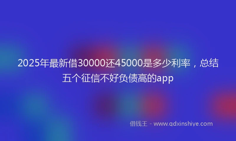 2025年最新借30000还45000是多少利率，总结五个征信不好负债高的app