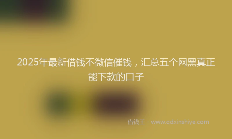 2025年最新借钱不微信催钱，汇总五个网黑真正能下款的口子