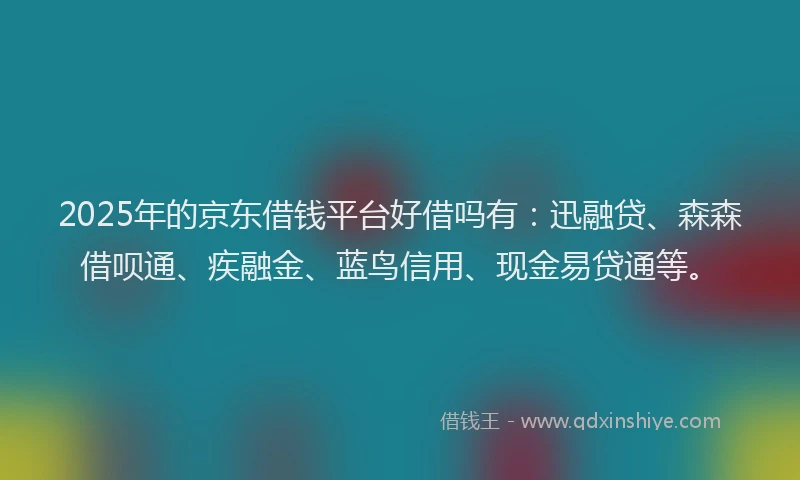 2025年的京东借钱平台好借吗有：迅融贷、森森借呗通、疾融金、蓝鸟信用、现金易贷通等。