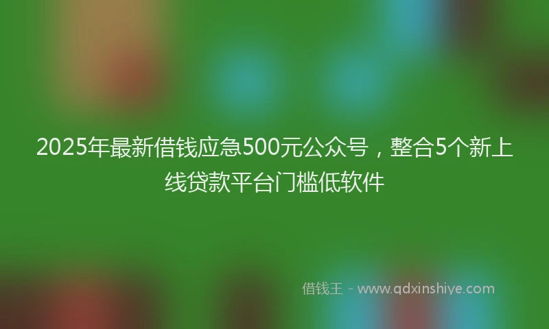 2025年最新借钱应急500元公众号，整合5个新上线贷款平台门槛低软件