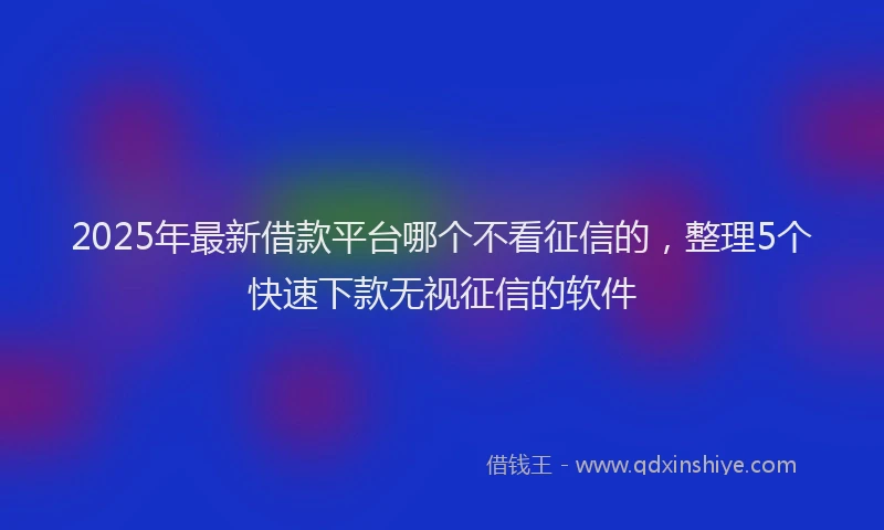 2025年最新借款平台哪个不看征信的，整理5个快速下款无视征信的软件
