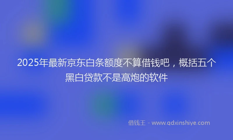 2025年最新京东白条额度不算借钱吧，概括五个黑白贷款不是高炮的软件