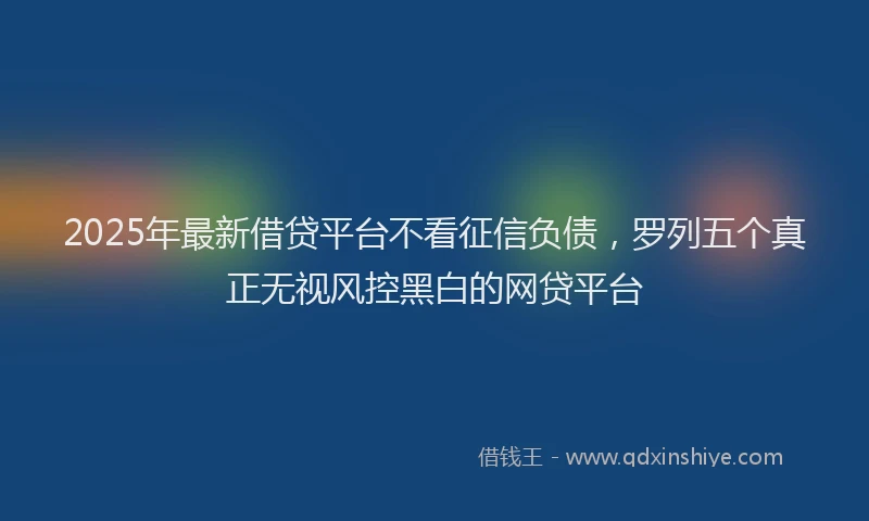 2025年最新借贷平台不看征信负债，罗列五个真正无视风控黑白的网贷平台