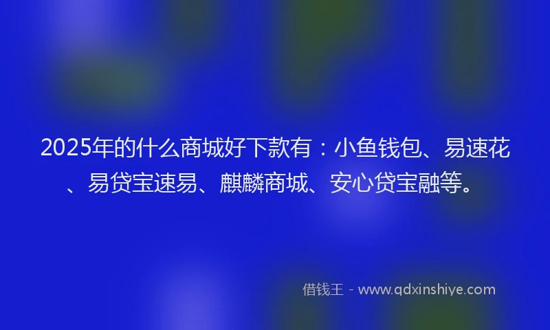 2025年的什么商城好下款有：小鱼钱包、易速花、易贷宝速易、麒麟商城、安心贷宝融等。
