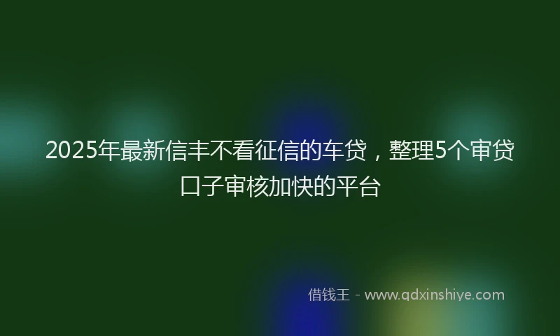 2025年最新信丰不看征信的车贷，整理5个审贷口子审核加快的平台