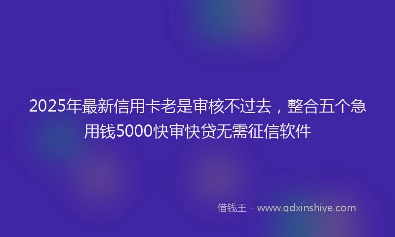 2025年最新信用卡老是审核不过去，整合五个急用钱5000快审快贷无需征信软件