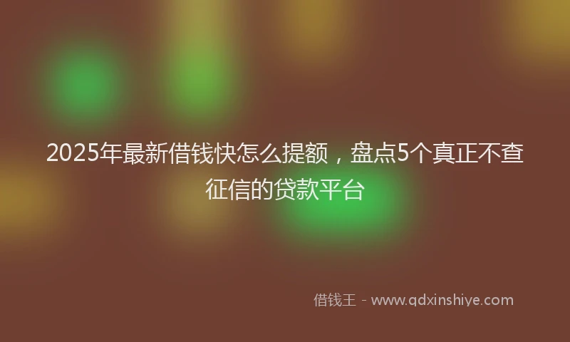 2025年最新借钱快怎么提额，盘点5个真正不查征信的贷款平台