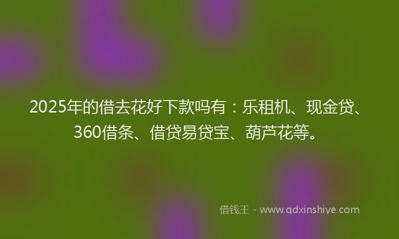 2025年的借去花好下款吗有：乐租机、现金贷、360借条、借贷易贷宝、葫芦花等。