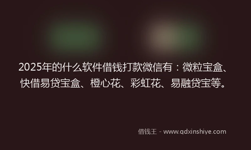 2025年的什么软件借钱打款微信有：微粒宝盒、快借易贷宝盒、橙心花、彩虹花、易融贷宝等。