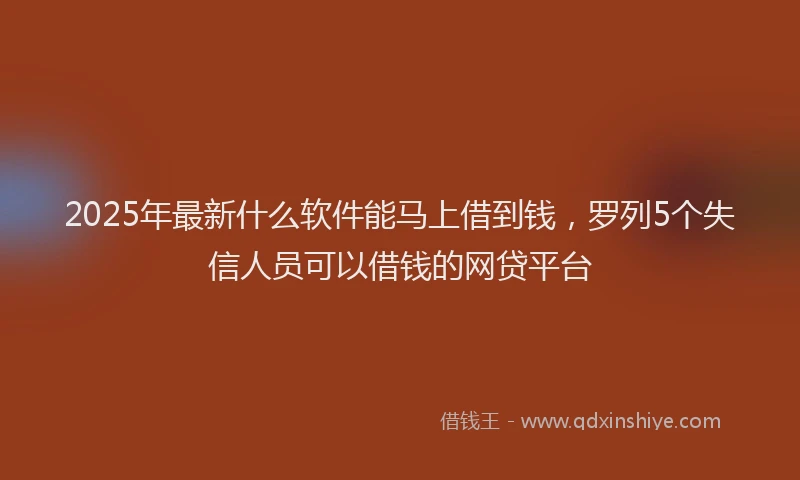 2025年最新什么软件能马上借到钱，罗列5个失信人员可以借钱的网贷平台