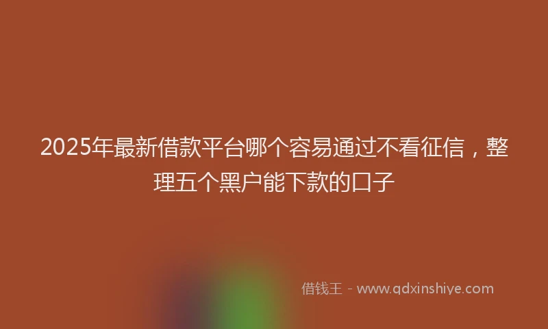2025年最新借款平台哪个容易通过不看征信，整理五个黑户能下款的口子