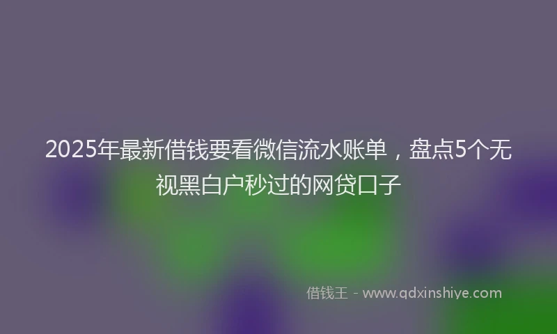 2025年最新借钱要看微信流水账单，盘点5个无视黑白户秒过的网贷口子