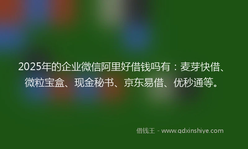 2025年的企业微信阿里好借钱吗有：麦芽快借、微粒宝盒、现金秘书、京东易借、优秒通等。